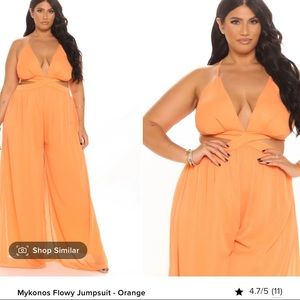 Fashion Nova - Mykonos Flowy Jumpsuit: Orange
